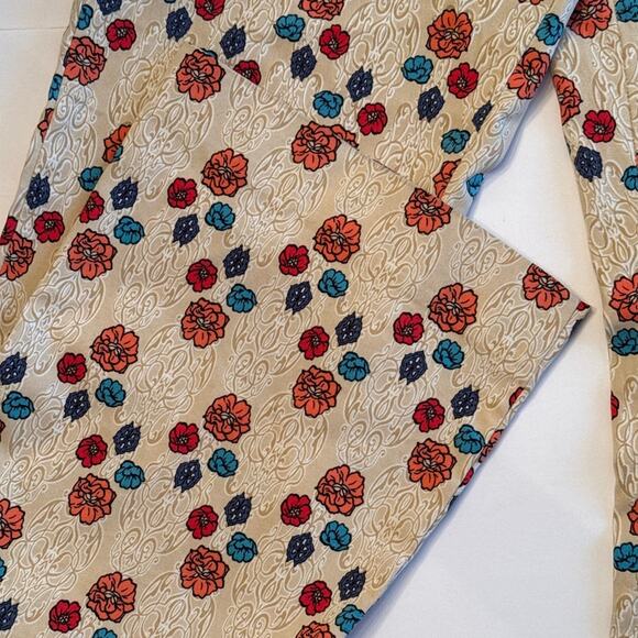 New Directions Womens Pants SZ 12 Beige Floral Brocade Mid Rise Stretch Trousers - Picture 5 of 11